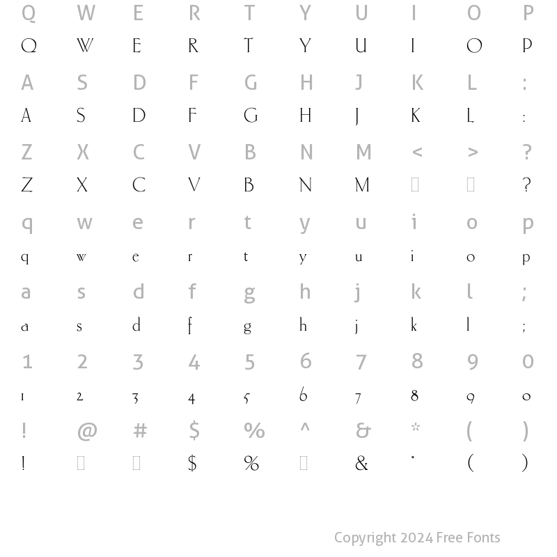 Character Map of CarltonPlain Regular