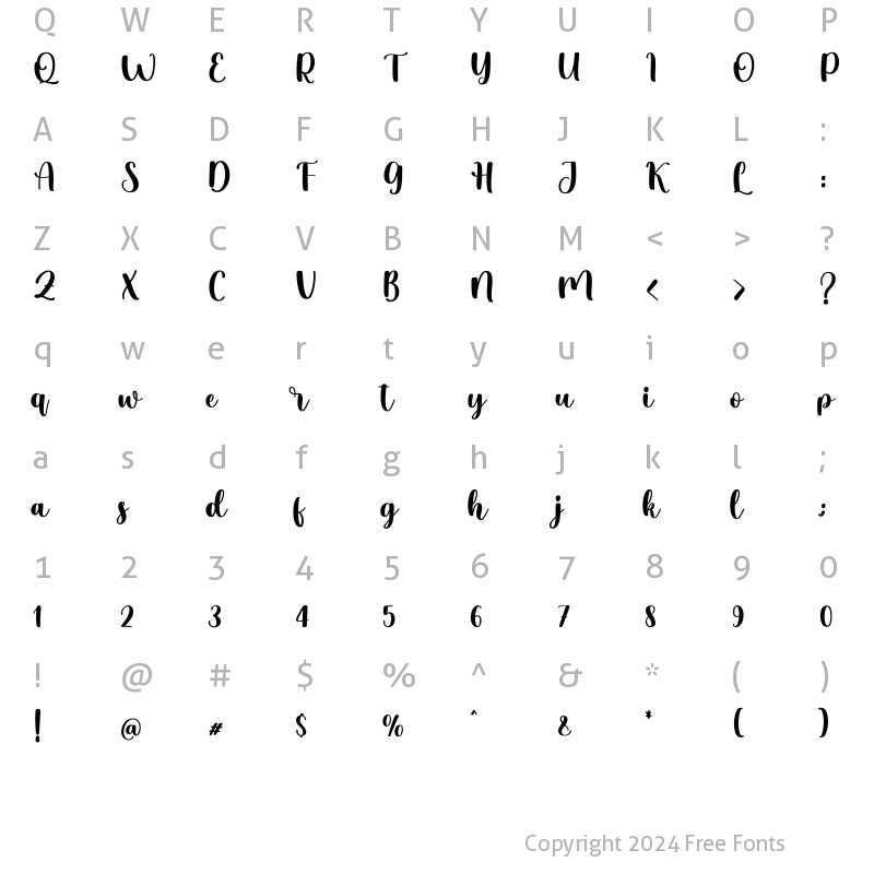 Character Map of Carlyne Regular