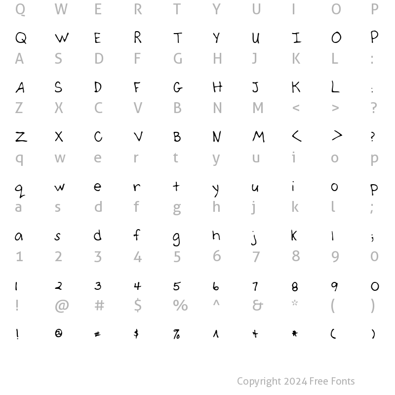 Character Map of CarlysHand Regular