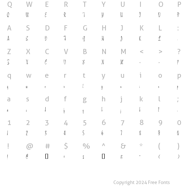 Character Map of CarmalitaScriptSSK Regular