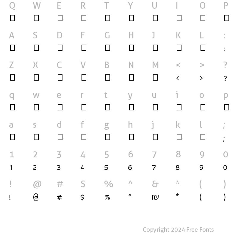 Character Map of Carmela Regular