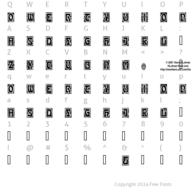 Character Map of Carmen Caps Regular