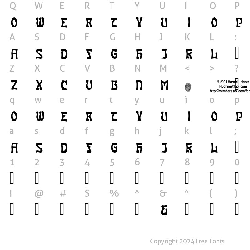 Character Map of Carmen CapsInside Regular