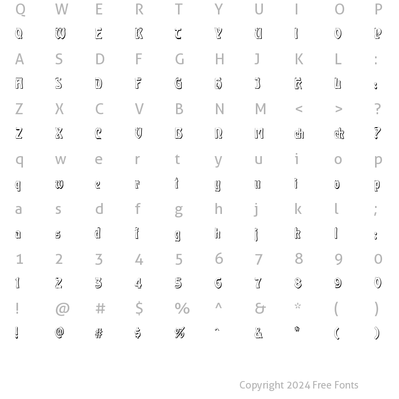 Character Map of Carmen Shadow Regular