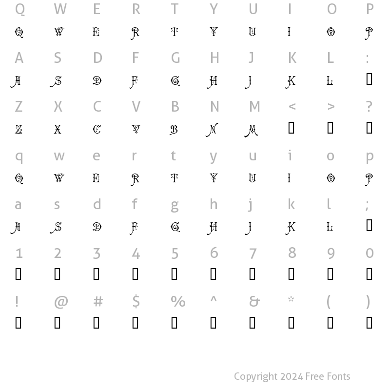 Character Map of Carmencita Regular