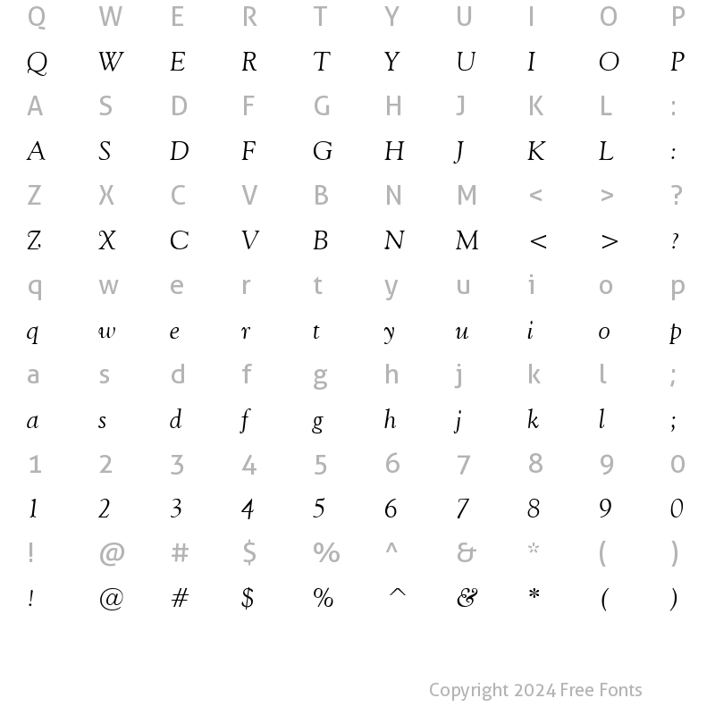 Character Map of Carnegie Italic