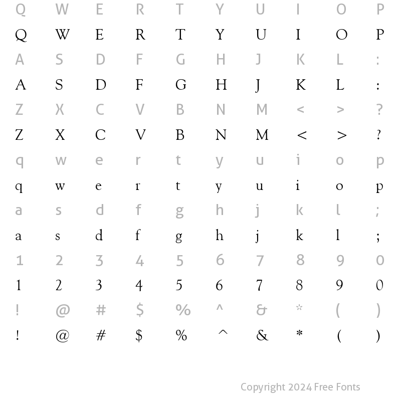 Character Map of Carnegie Regular