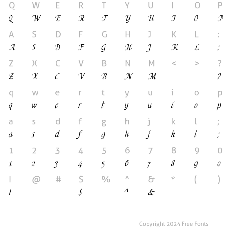 Character Map of Carnegie1 Regular