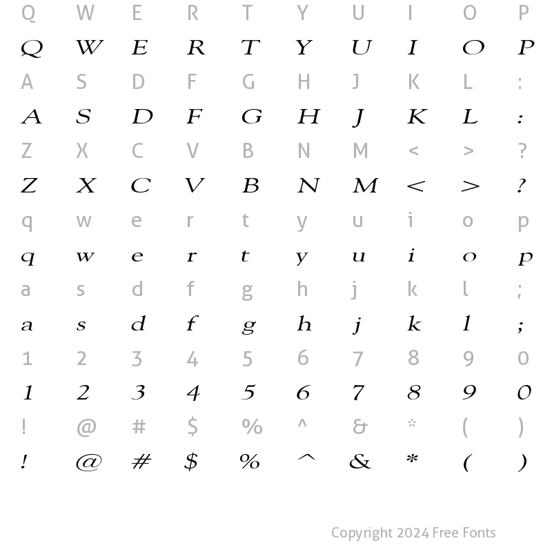 Character Map of CarnegieExtended Italic