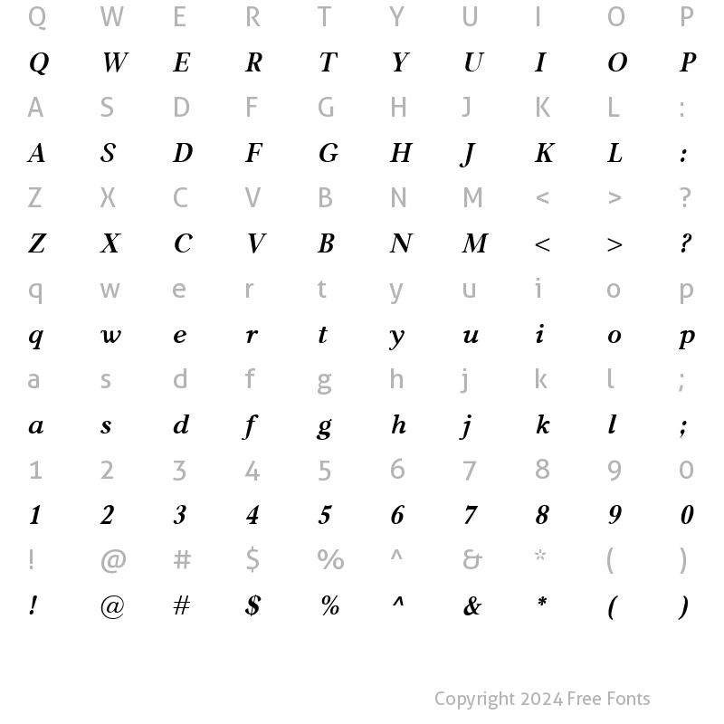 Character Map of Carniola BoldItalic