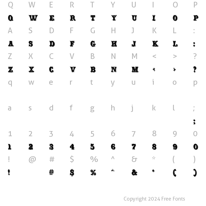 Character Map of Carnival Rimmed Open Shadow