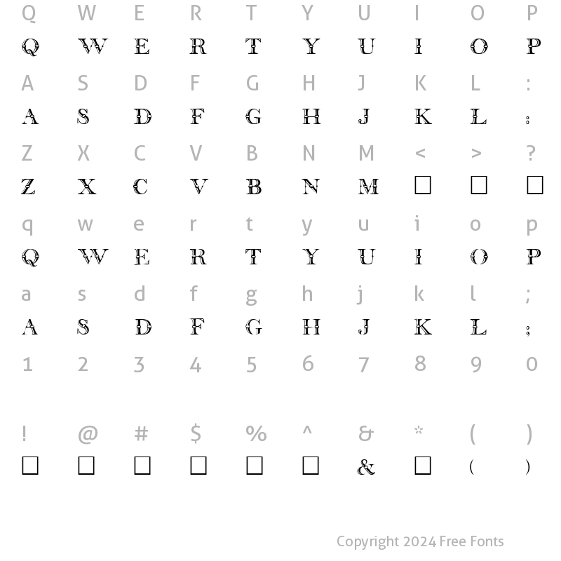 Character Map of CarnivaleDisplayCapsSSK Regular