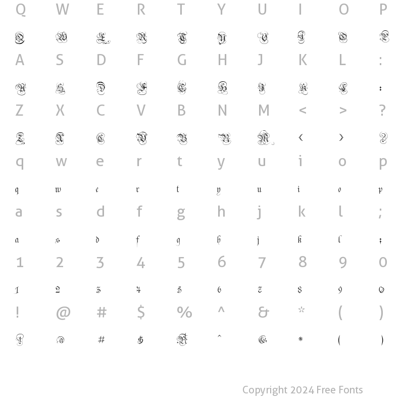 Character Map of Carol Etched Regular