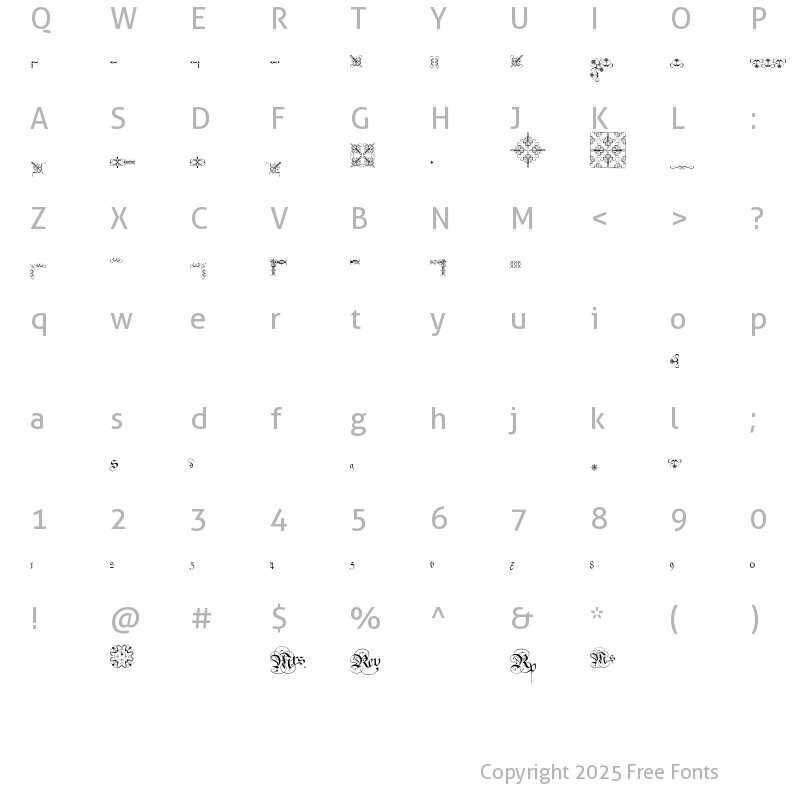 Character Map of Carol Extras Regular