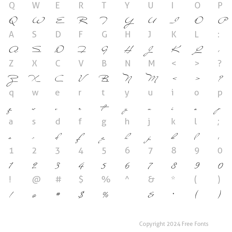 Character Map of Carolina Regular