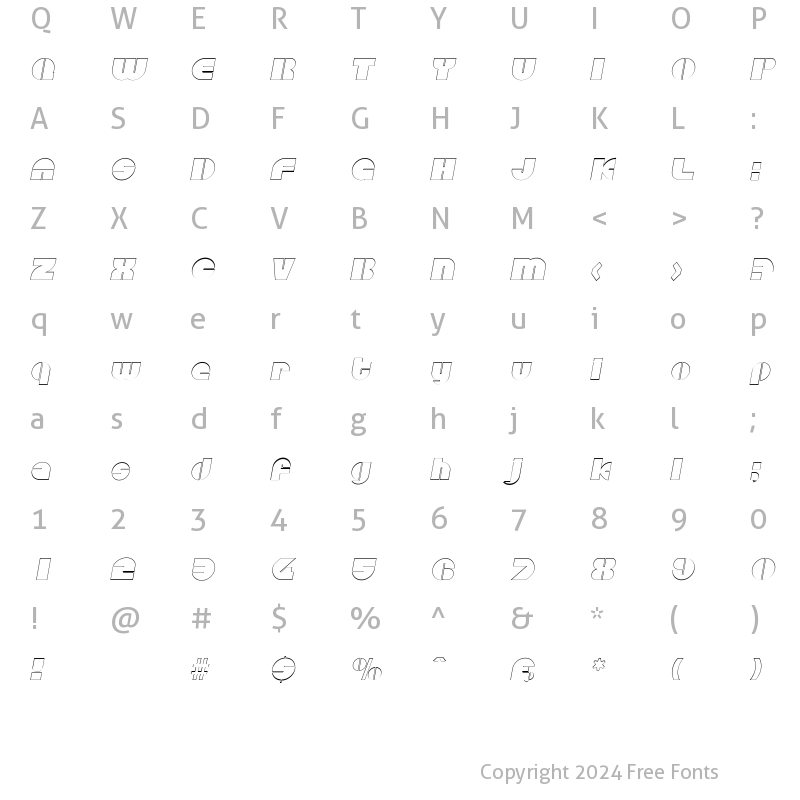 Character Map of CarolineBeckerOutline Italic