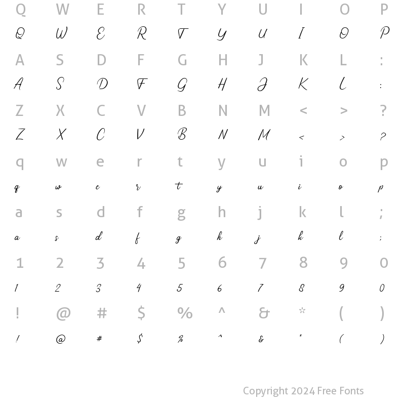 Character Map of Carolisa Regular