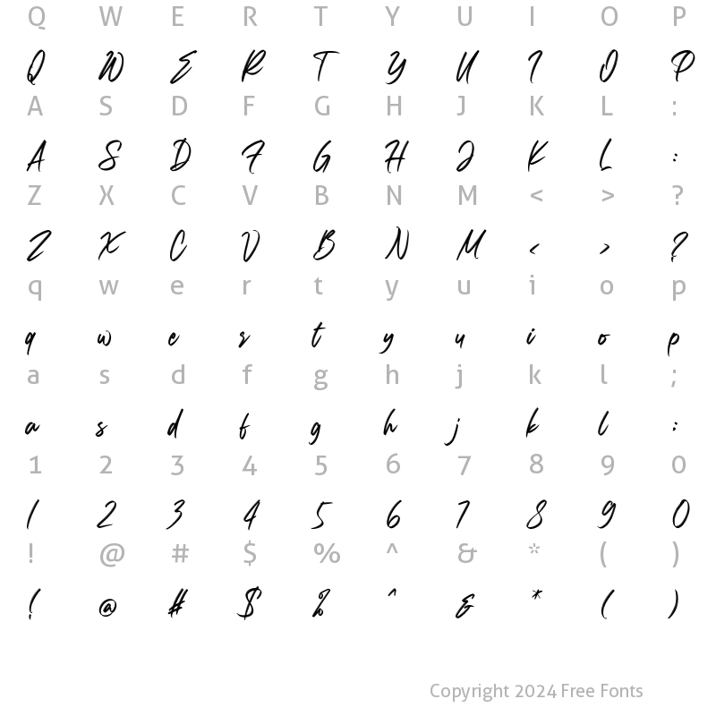 Character Map of Carolissa Regular