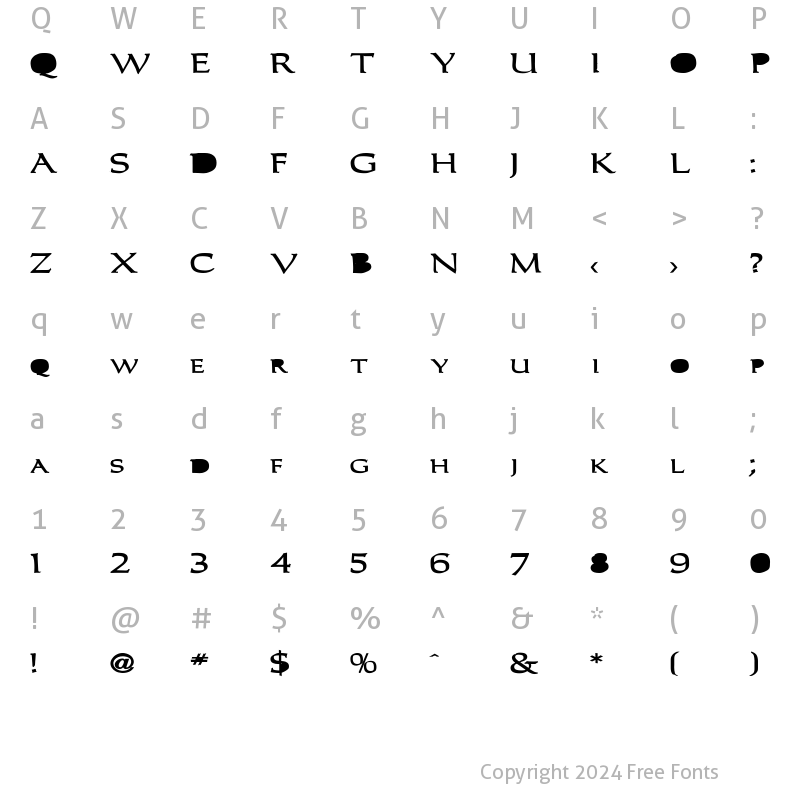 Character Map of Carolus-Bold Regular