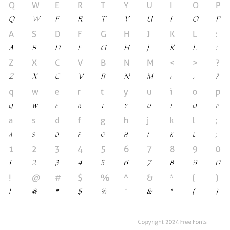 Character Map of Carolus Italic