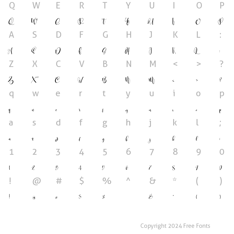 Character Map of Carolyne Regular