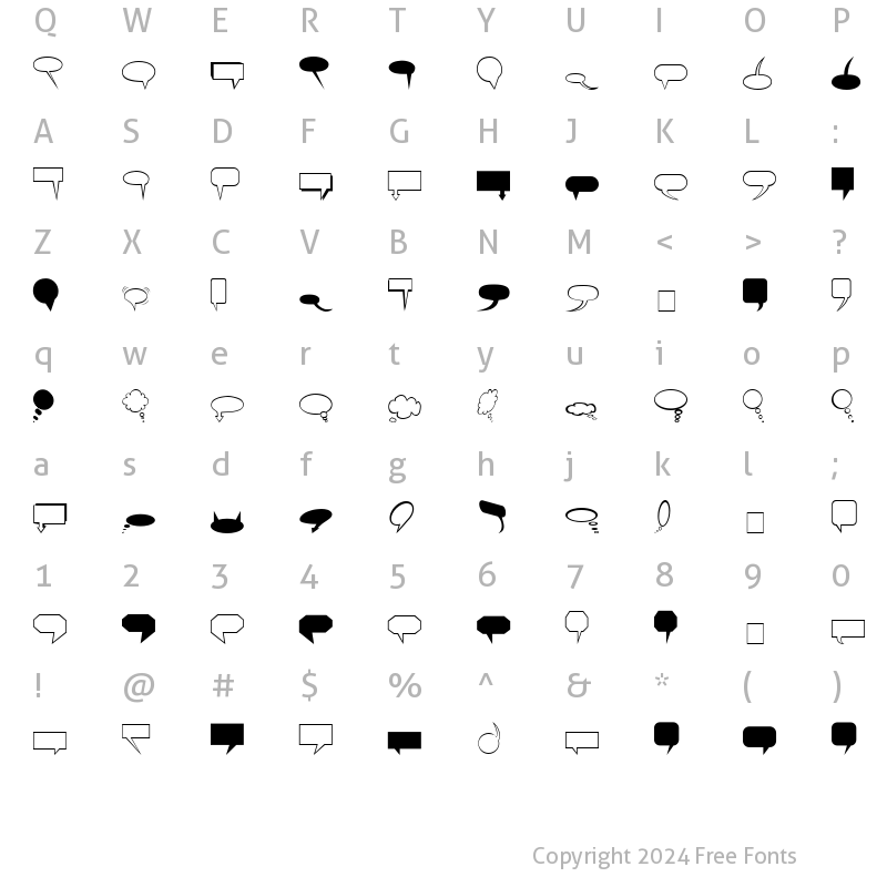 Character Map of Carr Balloons Regular