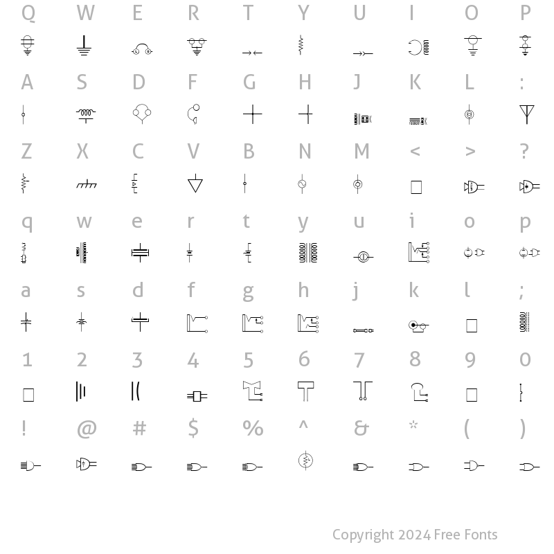 Character Map of Carr Electronic Dingbats Regular