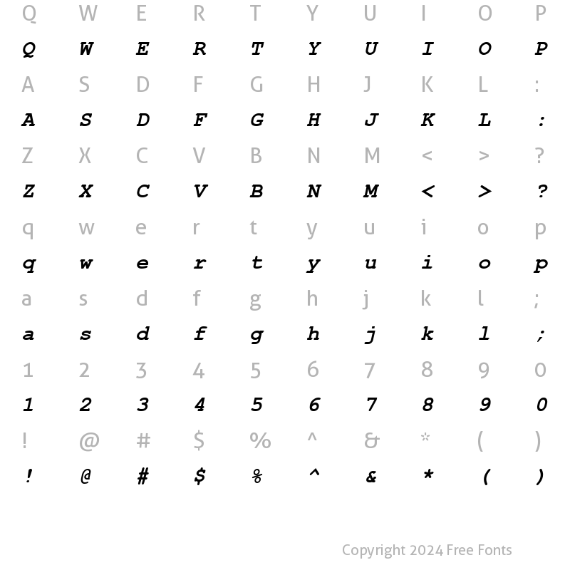 Character Map of Carrier Bold Italic Bold Italic