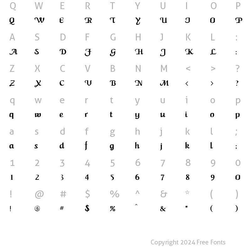 Character Map of Carrilla Regular