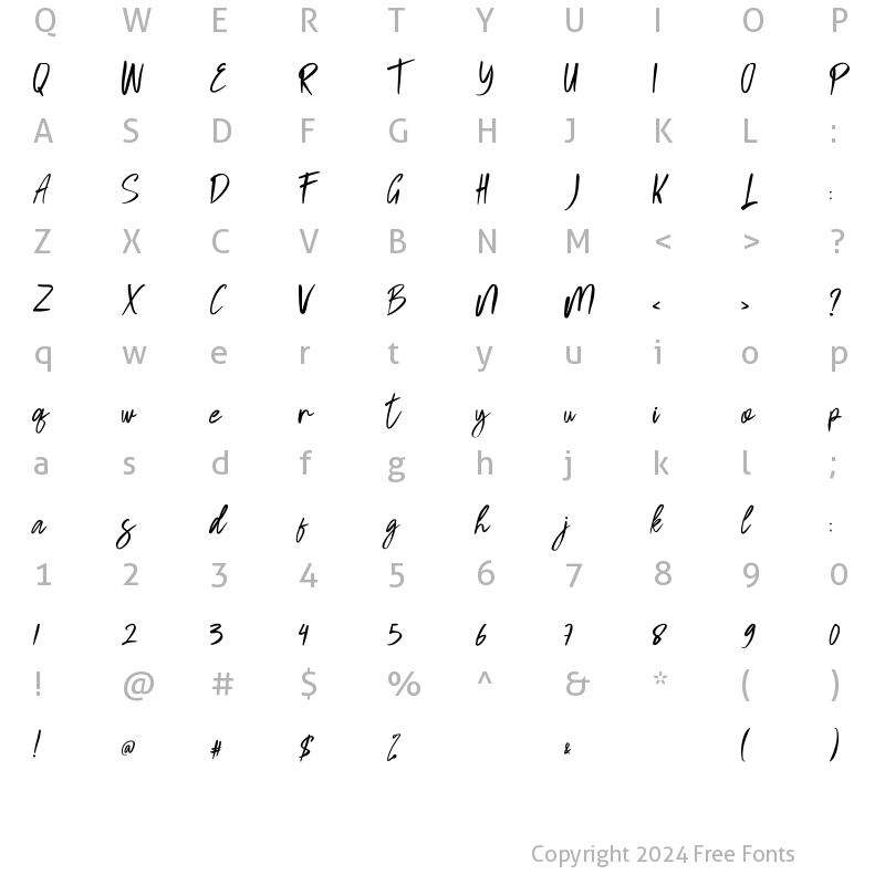 Character Map of Carstin Regular