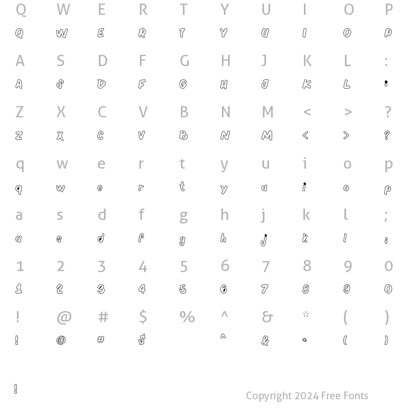 Character Map of Cartame Outline Regular