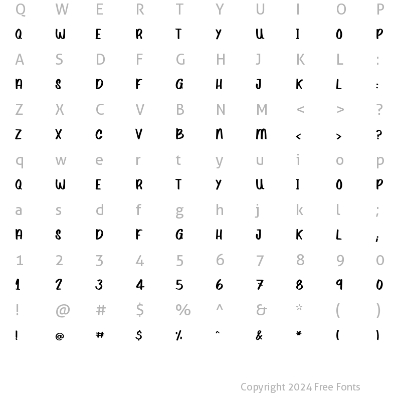 Character Map of Cartame Volume 2 Regular