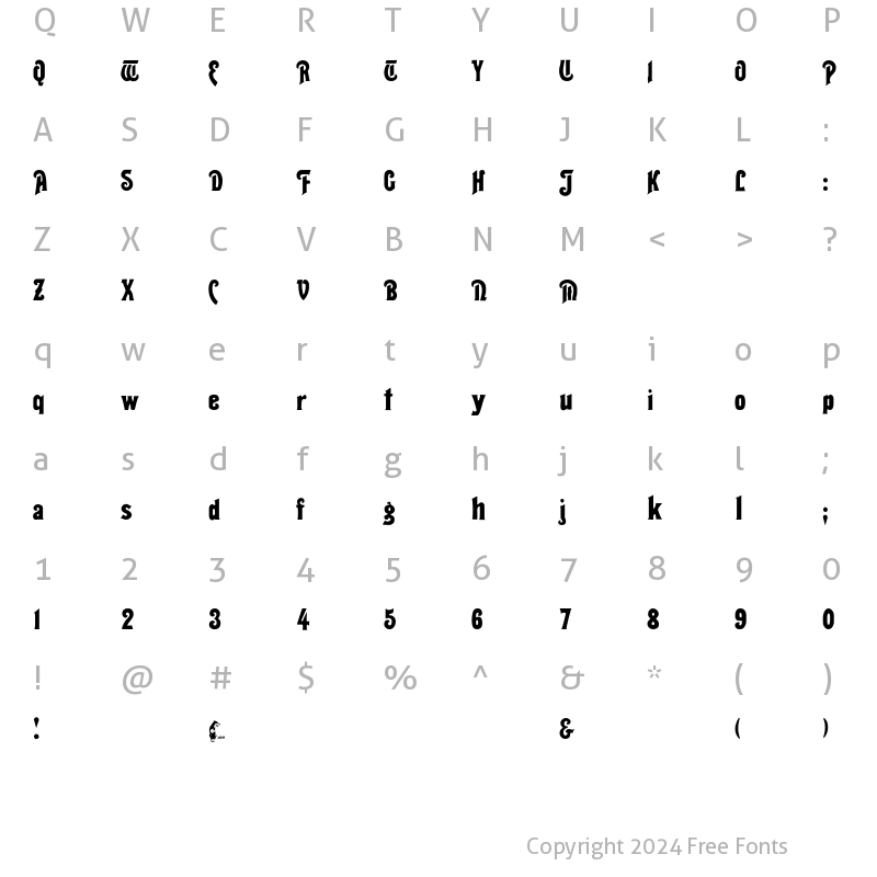 Character Map of Carter Regular