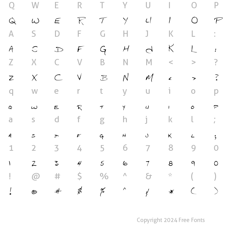 Character Map of CartersHand Regular