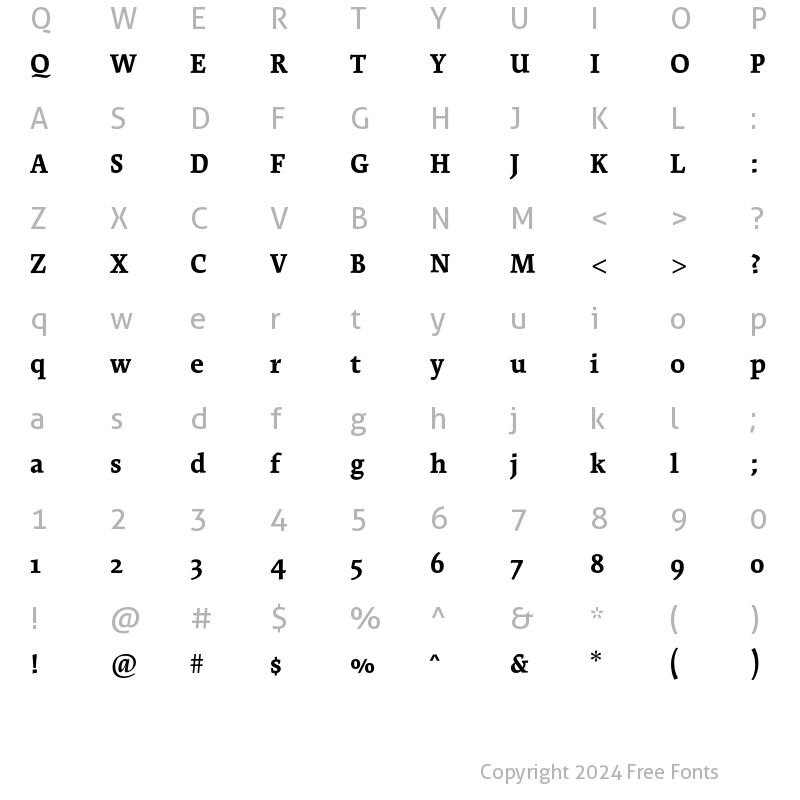 Character Map of Cartier Book Std Bold