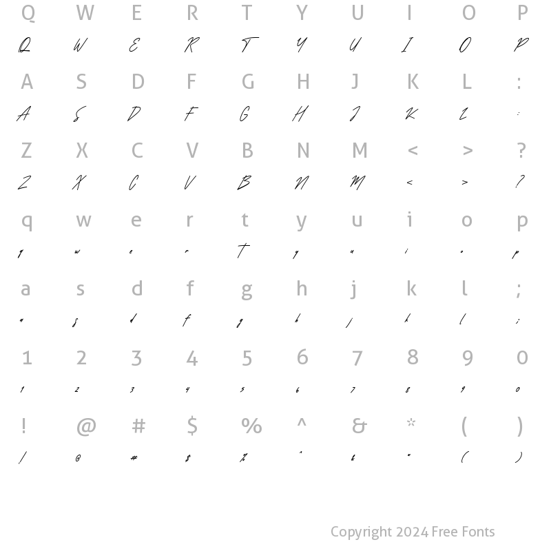 Character Map of Carttinos alt Regular