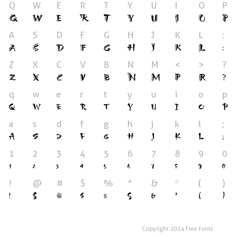 Character Map of Carumba Hot Caps LET Plain