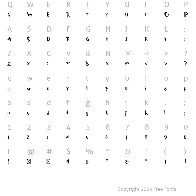 Character Map of Carumba Std Regular