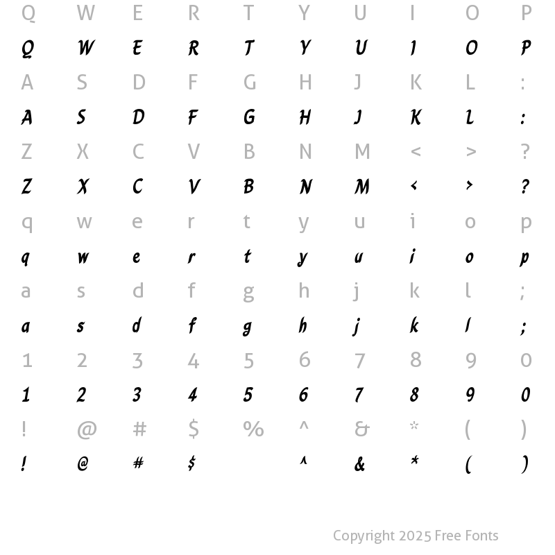 Character Map of Caryn Bold