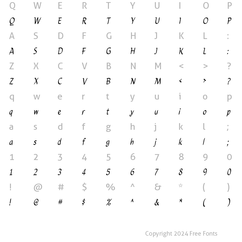 Character Map of Caryn Regular