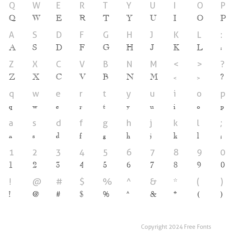 Character Map of Cas-Open-Face Normal