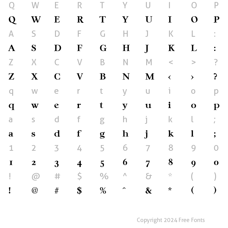 Character Map of Casablanca-Serial DB Bold