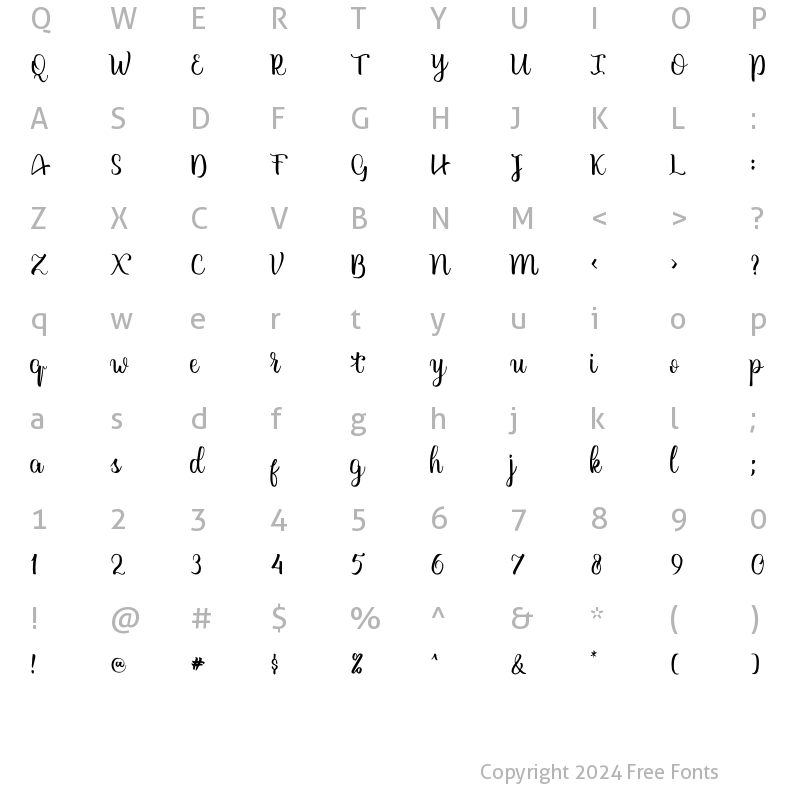 Character Map of casanova Regular