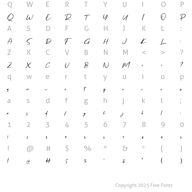 Character Map of Caselina Regular