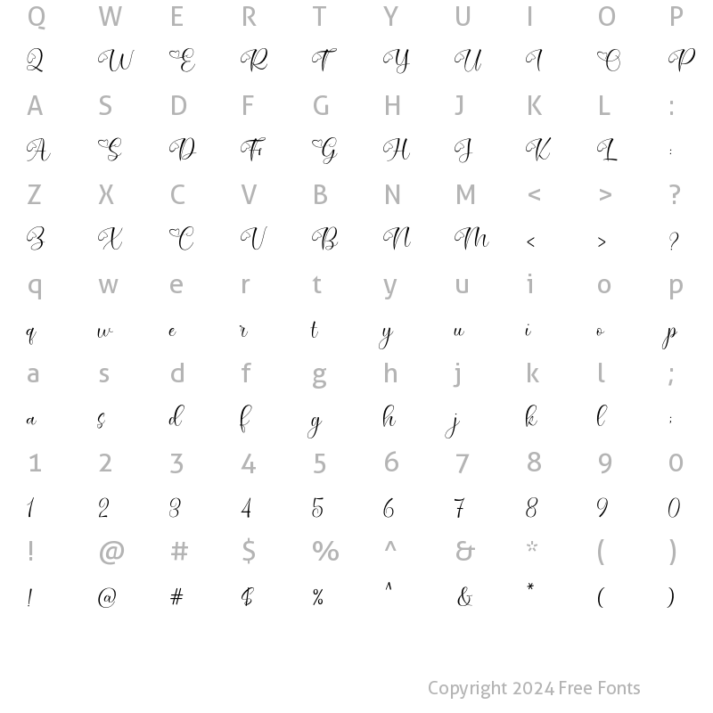 Character Map of Casemiro Regular