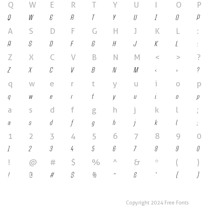 Character Map of CaseStudyNoOne LT Lt Italic