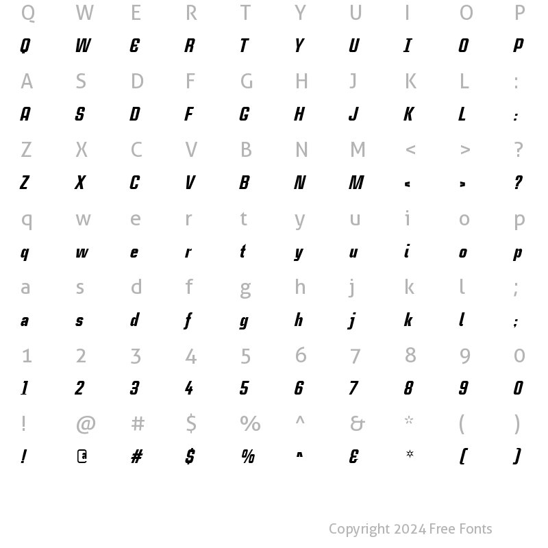 Character Map of CaseStudyNoOne LT Md Bold Italic