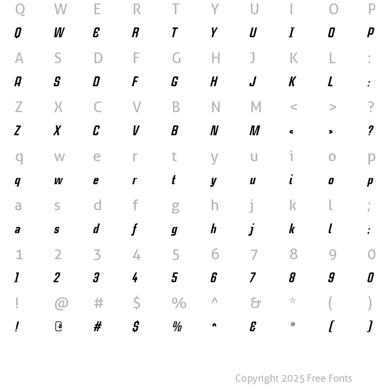 Character Map of CaseStudyNoOne LT Rg Bold Italic