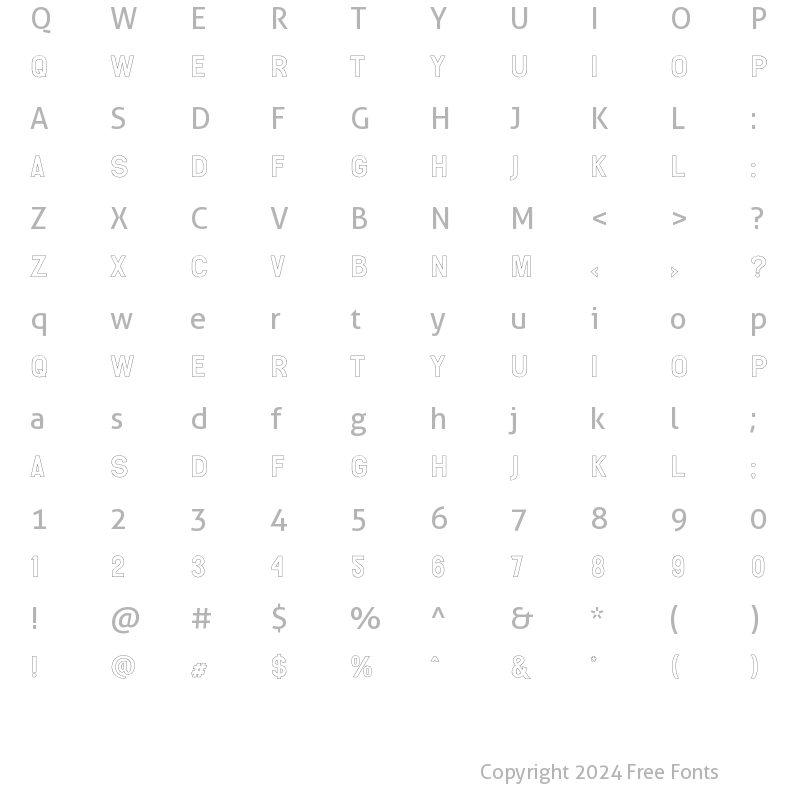 Character Map of Cash Flow Outline Regular