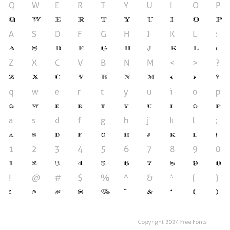 Character Map of Cash Regular